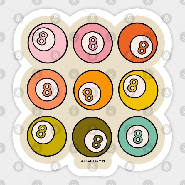 Rainbow Eight Balls Sticker by Doodle by Meg